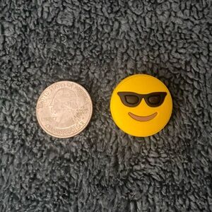 5/$10 Jibbitz - Emoji Smiley Face with Black Sunglasses Croc Shoe Charm